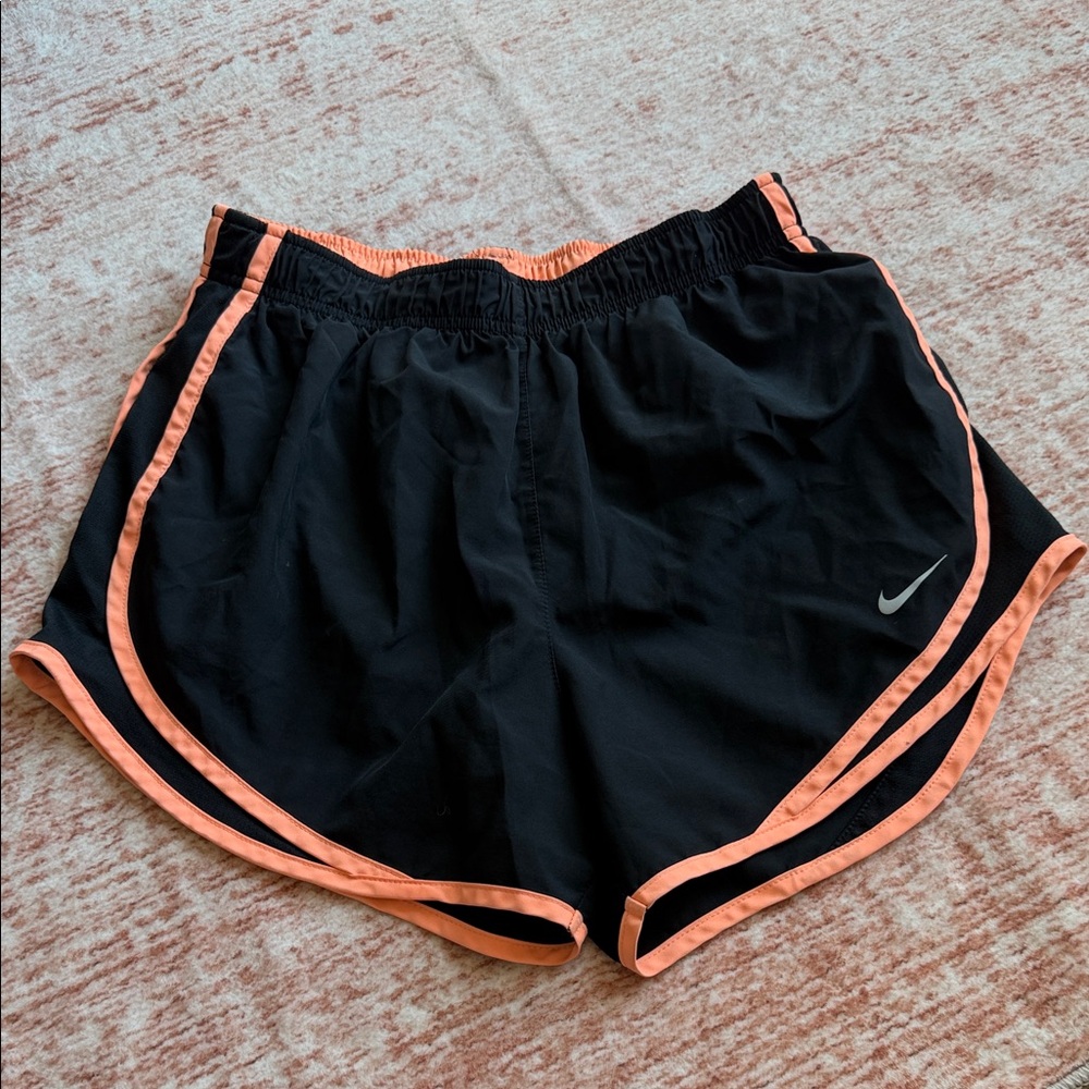 Nike Women's Black and Orange Trim Athletic Shorts